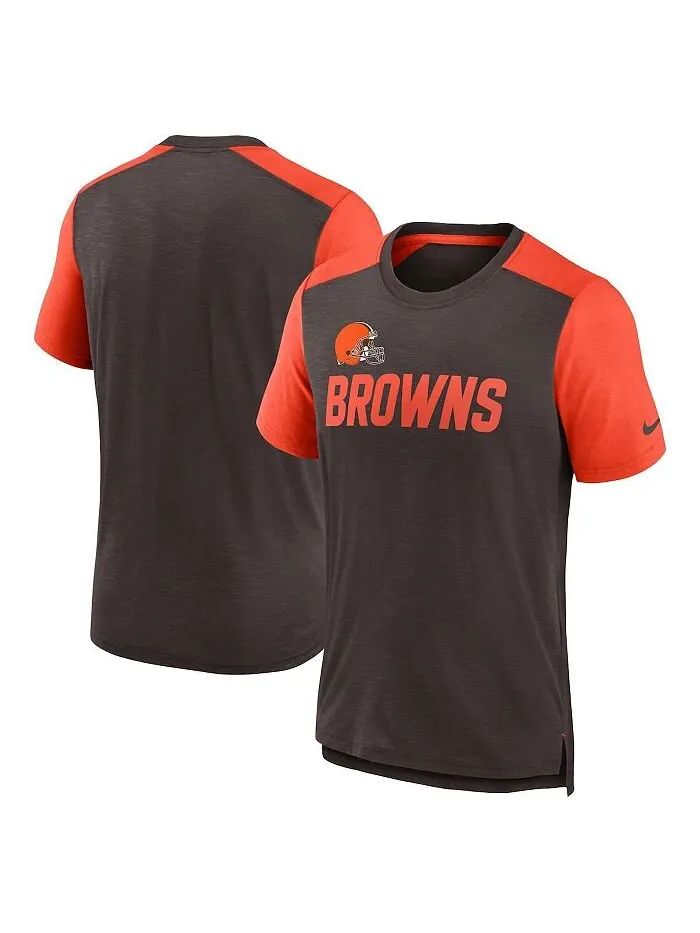 Мужская футболка с названием команды Cleveland Browns Color Block — изображение 1 из 3, коричневый оранжевый
