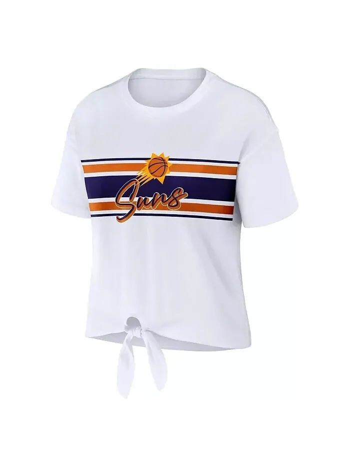 Женская белая футболка Phoenix Suns с завязкой спереди Wear By Erin Andrews — изображение 2 из 3