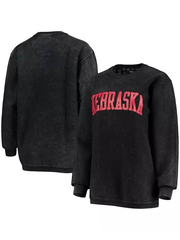 Женский черный свитшот Nebraska Huskers с удобным шнурком в винтажном стиле, базовый пуловер с — изображение 1 из 3