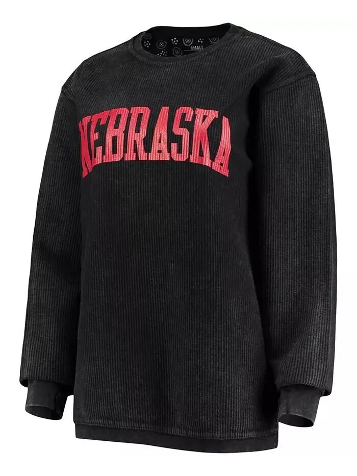 Женский черный свитшот Nebraska Huskers с удобным шнурком в винтажном стиле, базовый пуловер с — изображение 2 из 3