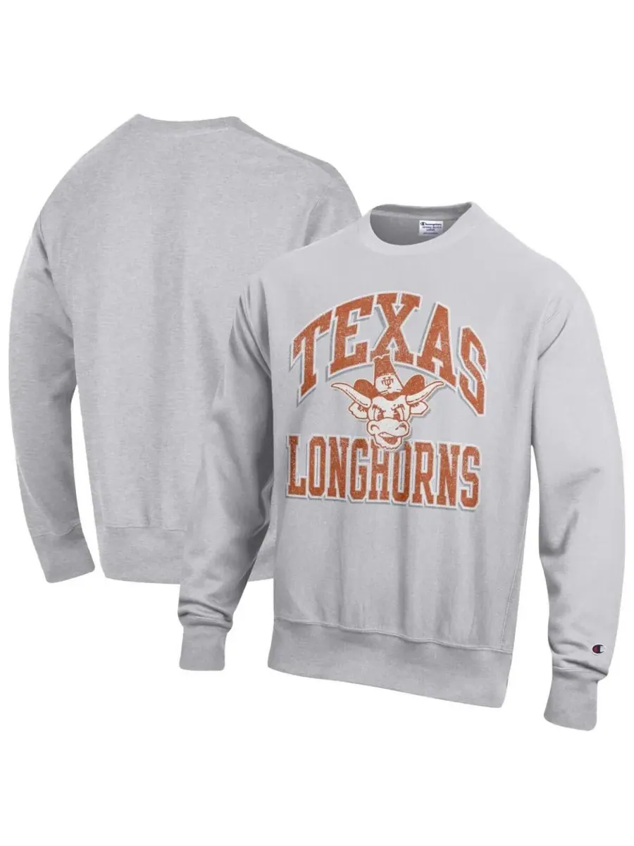 Champion Мужская серая толстовка с круглым вырезом и логотипом Texas Longhorns, выполненная в — изображение 1 из 3, серый