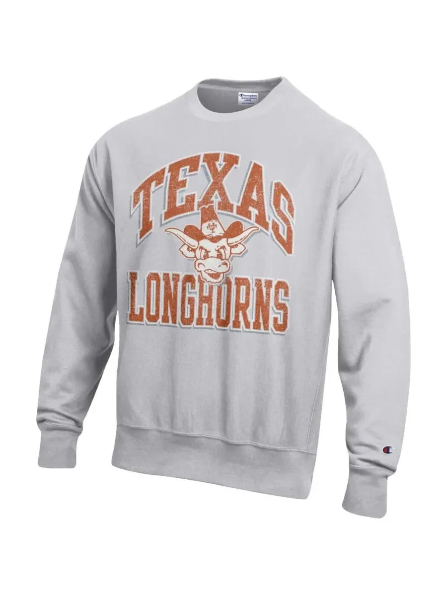 Champion Мужская серая толстовка с круглым вырезом и логотипом Texas Longhorns, выполненная в — изображение 3 из 3, серый
