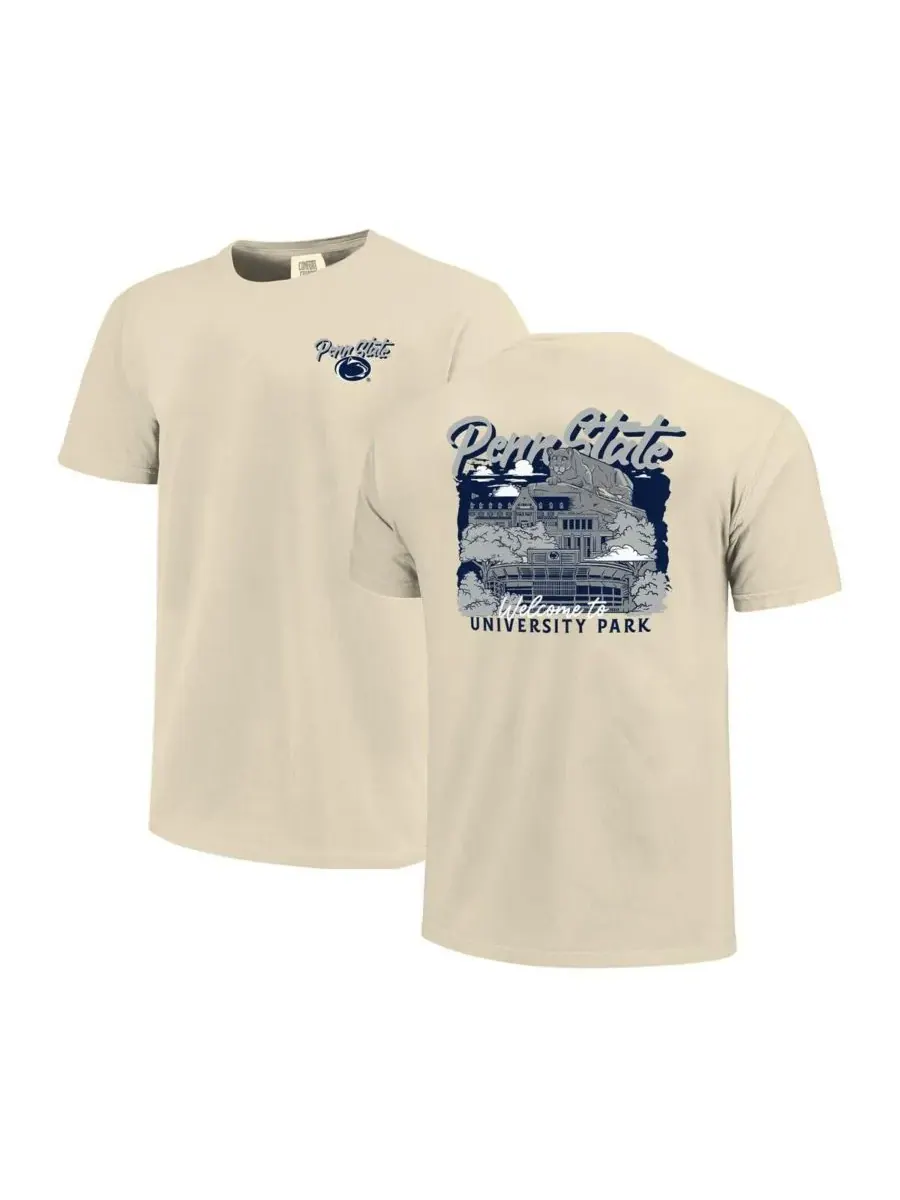 Мужская футболка Natural Penn State Nittany Lions Comfort Colors Hand-Drawn Campus Stack Image One — изображение 1 из 3