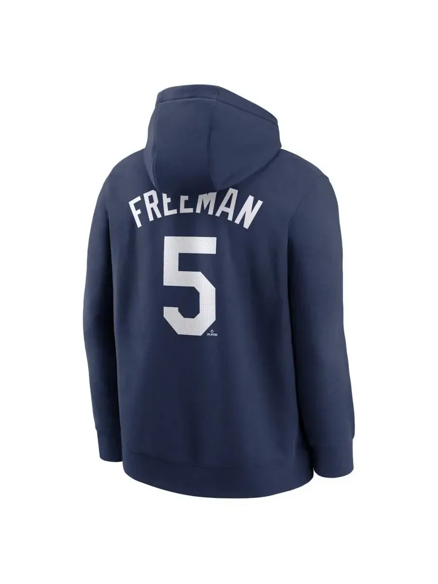 Nike Мужская толстовка с капюшоном Freddie Freeman Navy Los Angeles Dodgers с именем и номером — изображение 3 из 3