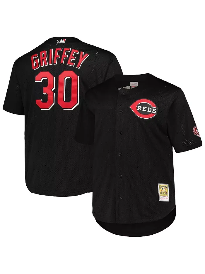 Мужская бейсбольная майка для тренировок Ken Griffey Jr. черного цвета Cincinnati Reds коллекции — изображение 1 из 1