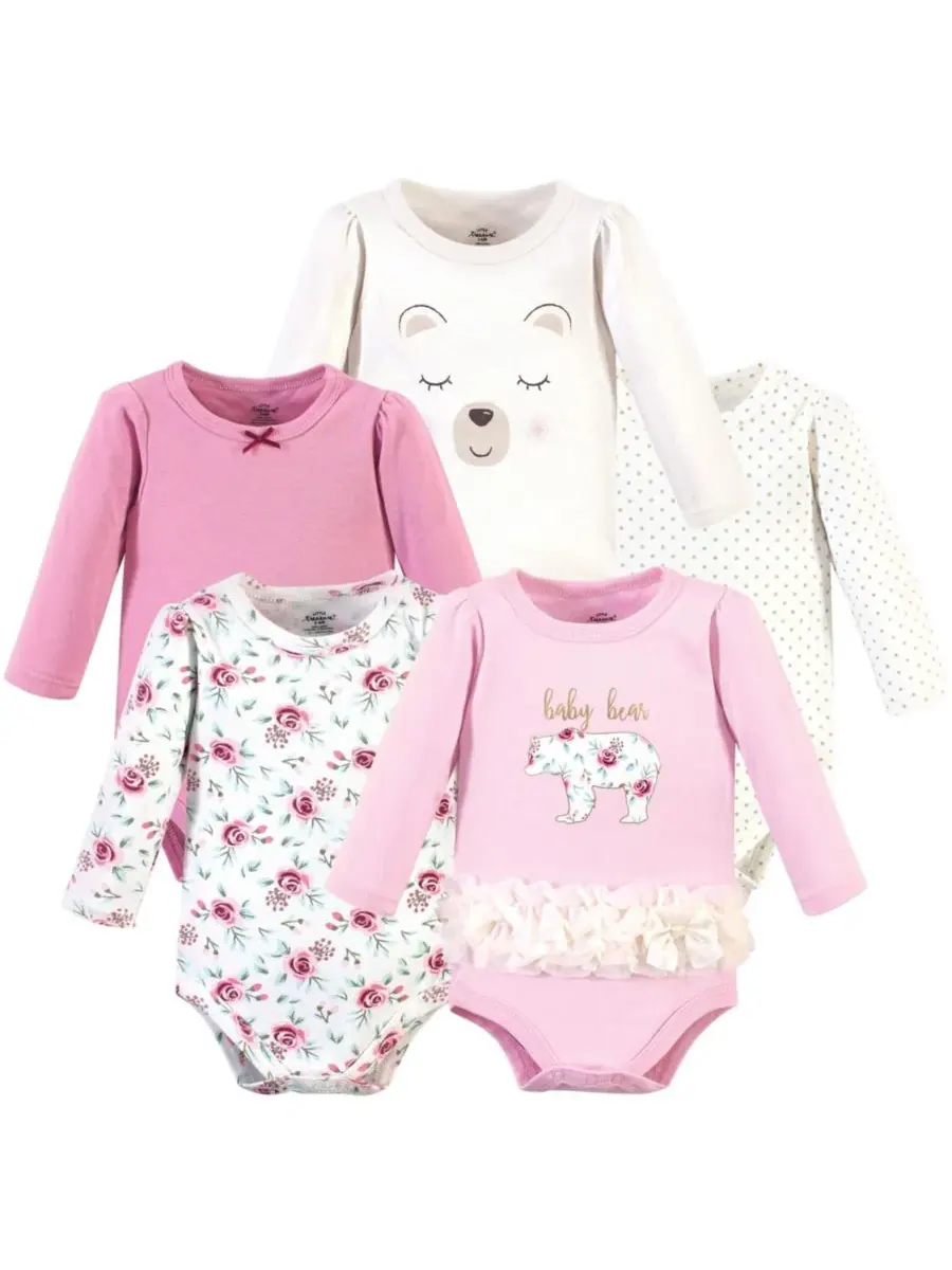 Набор из 5 боди с длинными рукавами Treasure Little Treasure, Floral Baby Bear — изображение 1 из 2