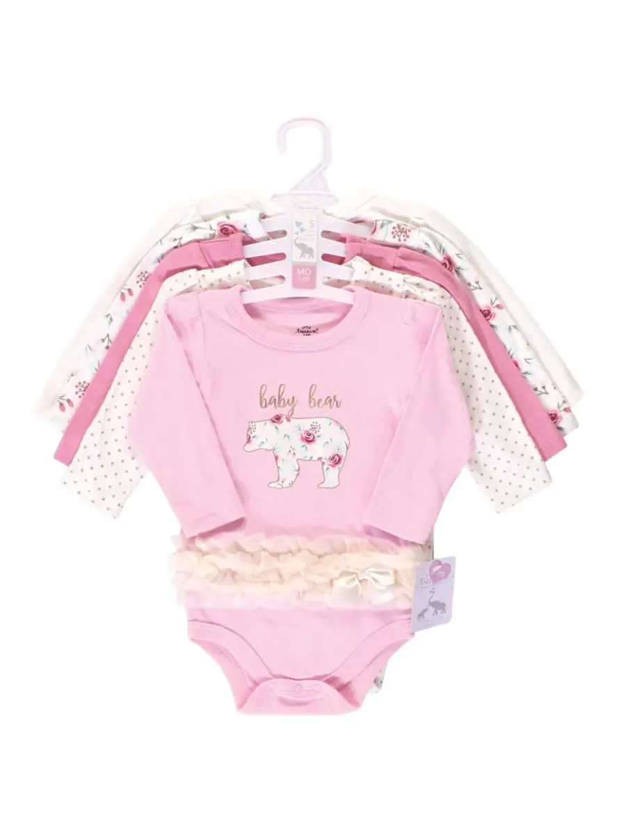 Набор из 5 боди с длинными рукавами Treasure Little Treasure, Floral Baby Bear — изображение 2 из 2