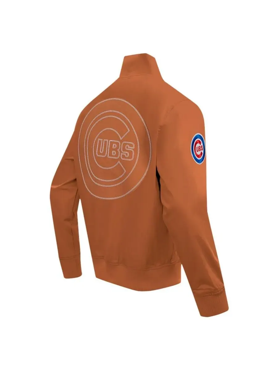 Pro Standard Мужская коричневая куртка на молнии из саржи с надписью "Chicago Cubs Paint The City" — изображение 4 из 4