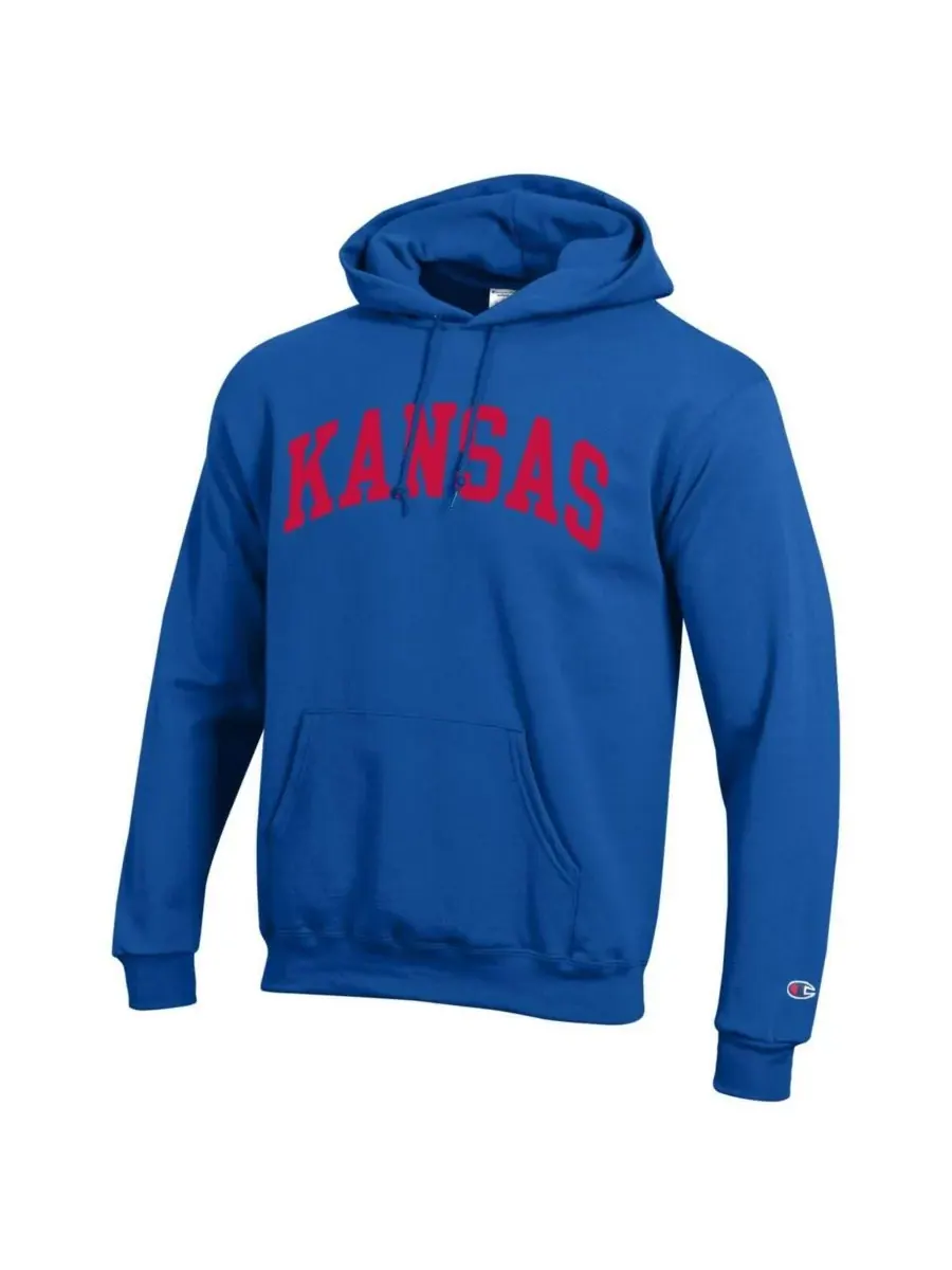 Мужская толстовка с капюшоном из флиса Royal Kansas Jayhawks Basic Arch Champion — изображение 3 из 3, королевский