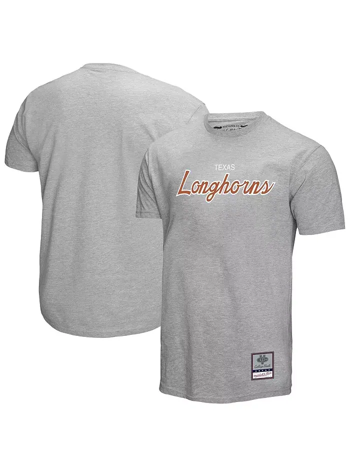 Мужская серая футболка Texas Longhorns Elite Script Mitchell & Ness — изображение 1 из 3