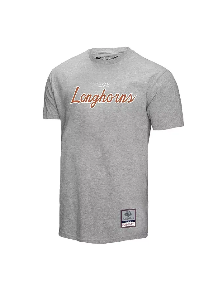 Мужская серая футболка Texas Longhorns Elite Script Mitchell & Ness — изображение 2 из 3