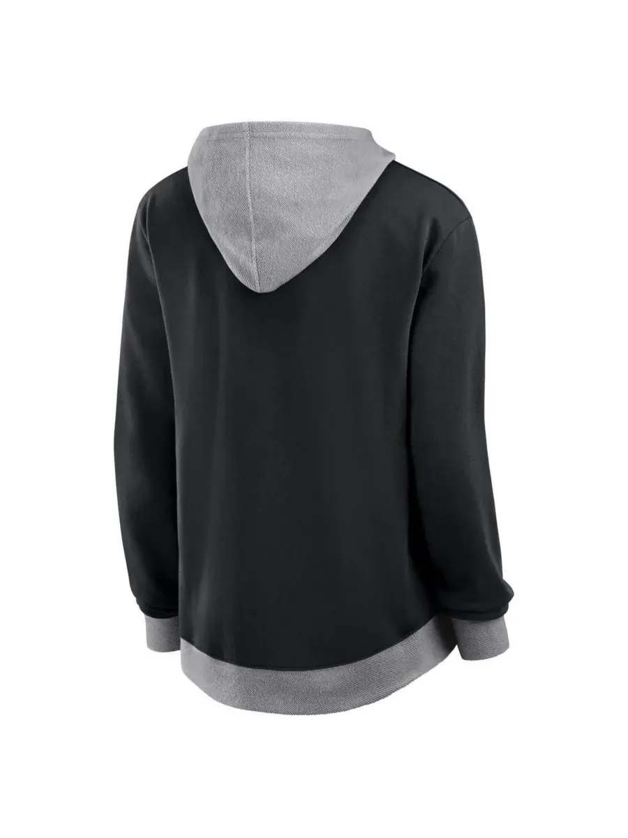 Logo Athletic Женская черная толстовка на молнии New Orleans Saints Hit It French Terry — изображение 2 из 3, черный