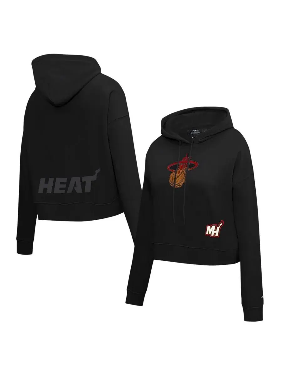 Pro Standard Женская черная укороченная толстовка с капюшоном Miami Heat Jewels — изображение 1 из 5, черный