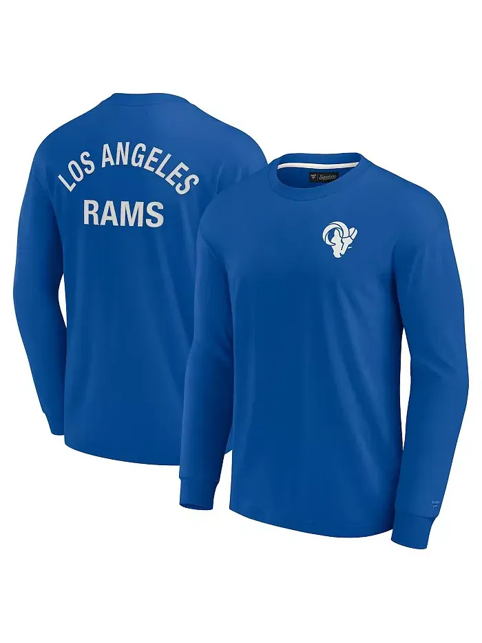 Мужская и женская футболка Royal Los Angeles Rams с длинным рукавом, супермягкая Fanatics Signature