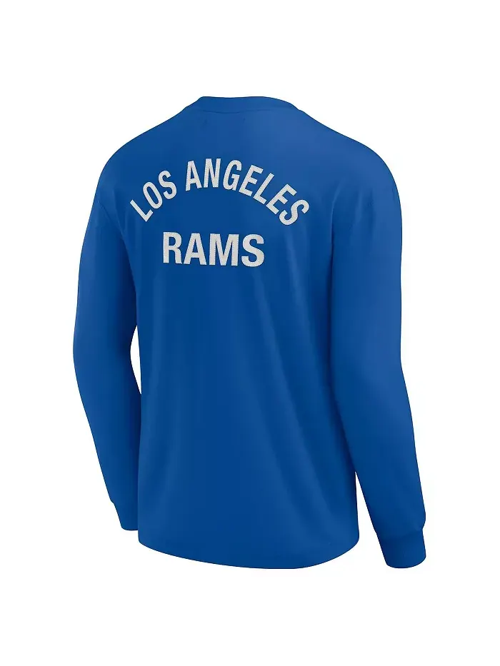 Мужская и женская футболка Royal Los Angeles Rams с длинным рукавом, супермягкая Fanatics Signature — изображение 2 из 3
