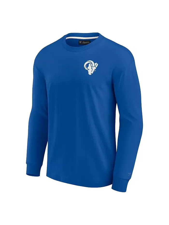 Мужская и женская футболка Royal Los Angeles Rams с длинным рукавом, супермягкая Fanatics Signature — изображение 3 из 3