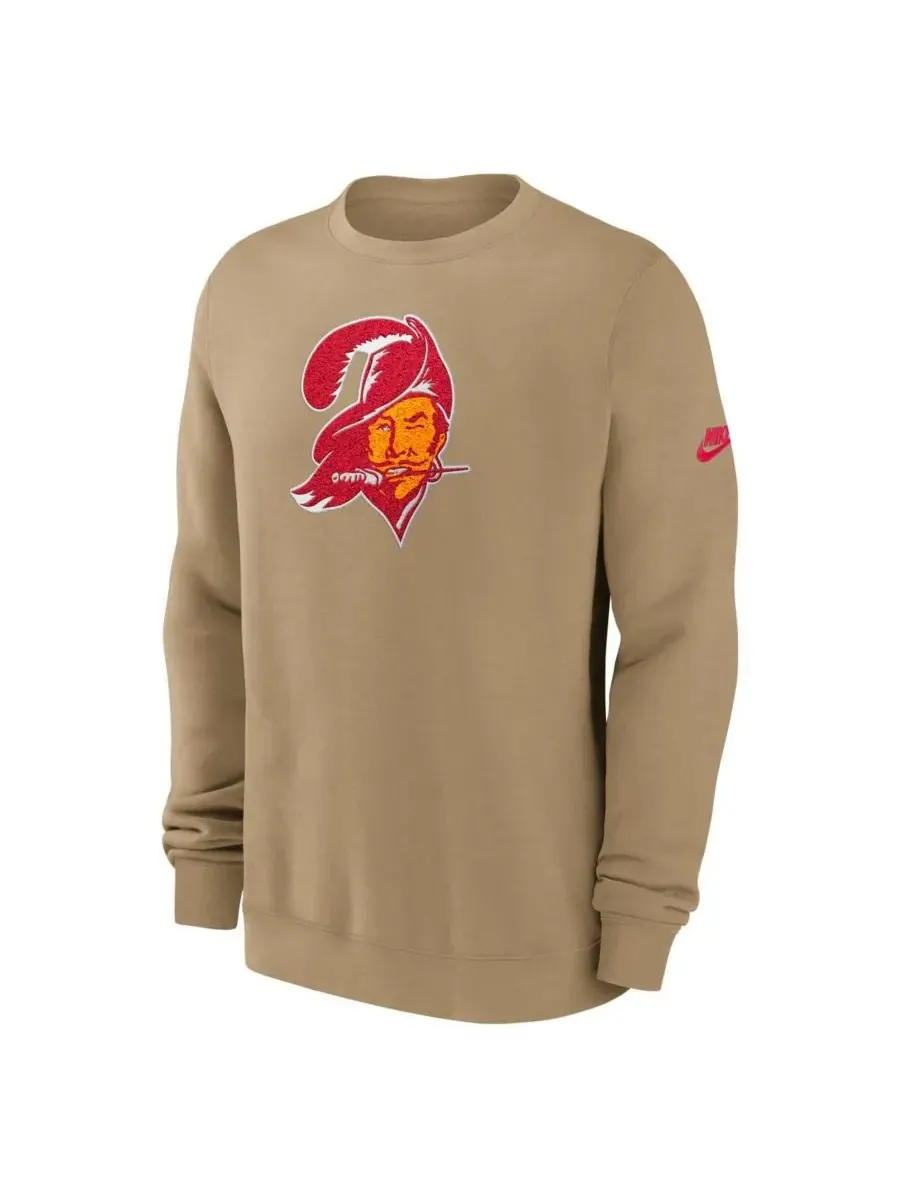 Nike Мужская толстовка бежевого цвета с логотипом Tampa Bay Buccaneers Swing Pass Rewind Club — изображение 2 из 3, бежевый
