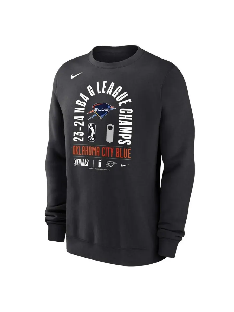 Nike Мужская черная флисовая толстовка с круглым вырезом Oklahoma City Blue 2024 NBA G-League — изображение 3 из 3, черный