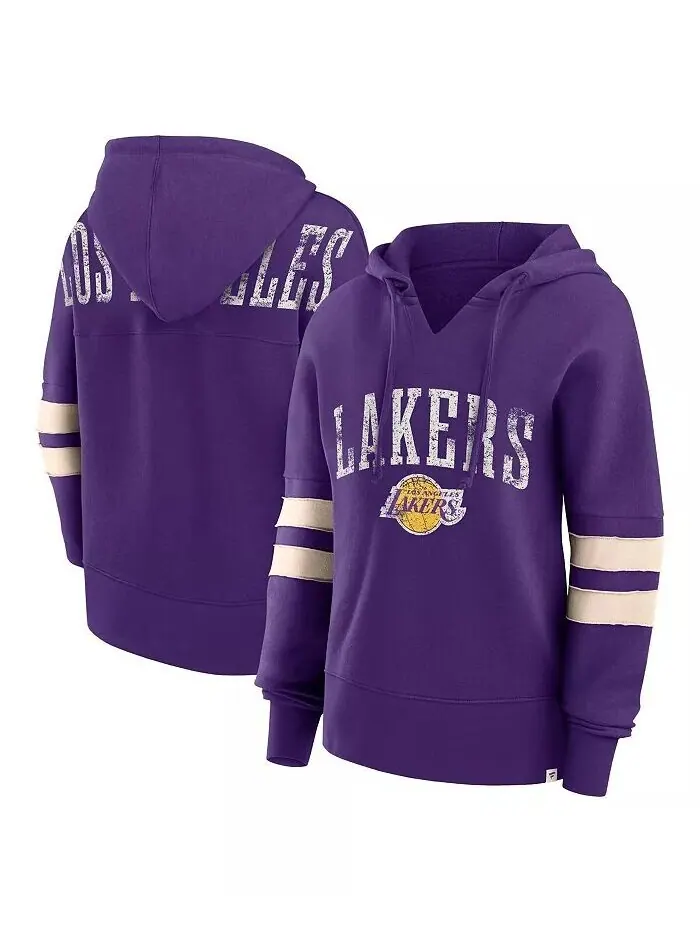 Женская фиолетовая худи с капюшоном Los Angeles Lakers Bold Move Dolman с v-образным вырезом — изображение 1 из 2