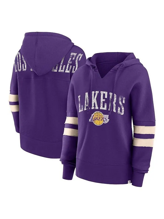 Женская фиолетовая толстовка с капюшоном Los Angeles Lakers Bold Move Dolman с v-образным вырезом и — изображение 1 из 2