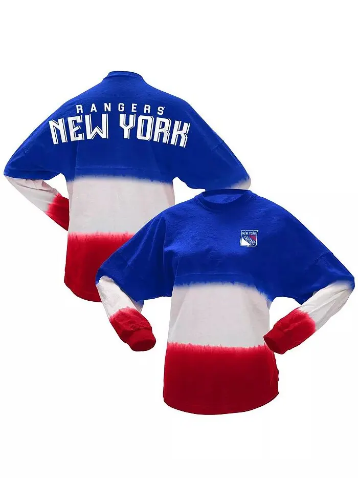 Женская футболка New York Rangers Ombre с длинным рукавом, сине-красная Spirit Jersey