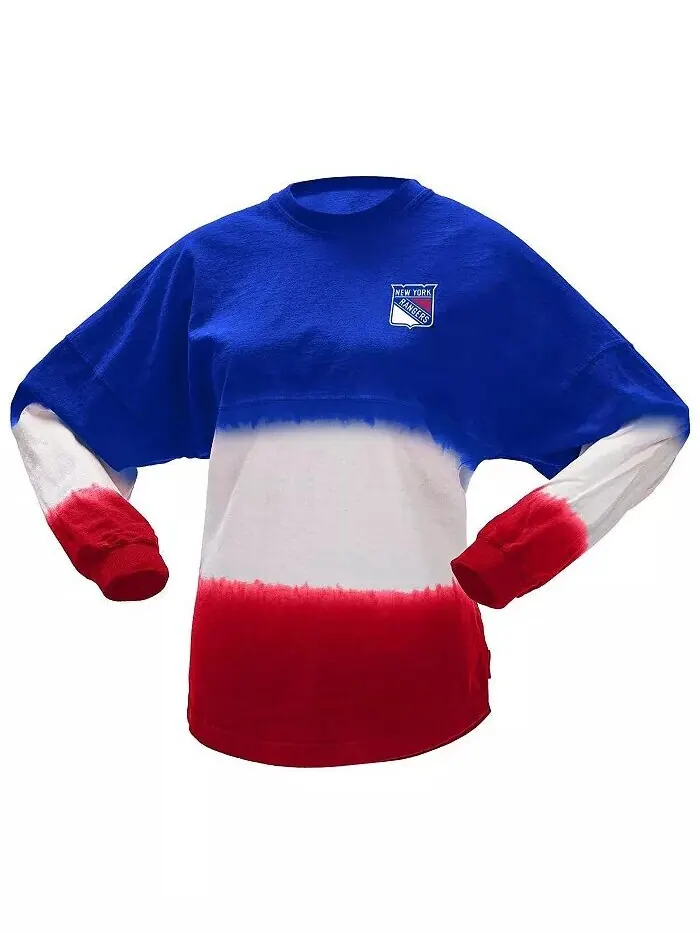 Женская футболка New York Rangers Ombre с длинным рукавом, сине-красная Spirit Jersey — изображение 2 из 3