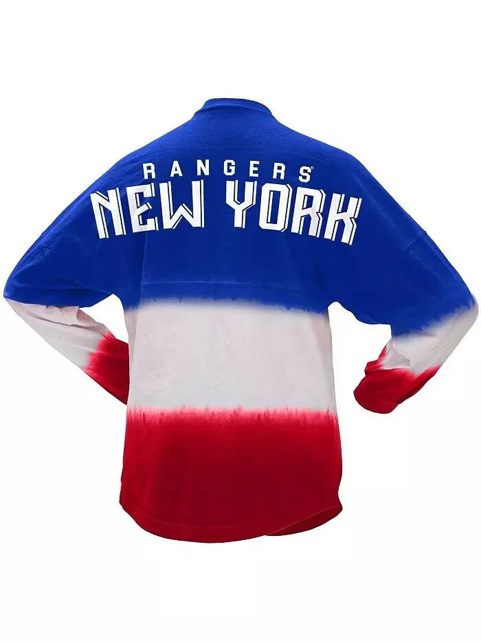 Женская футболка New York Rangers Ombre с длинным рукавом, сине-красная Spirit Jersey — изображение 3 из 3