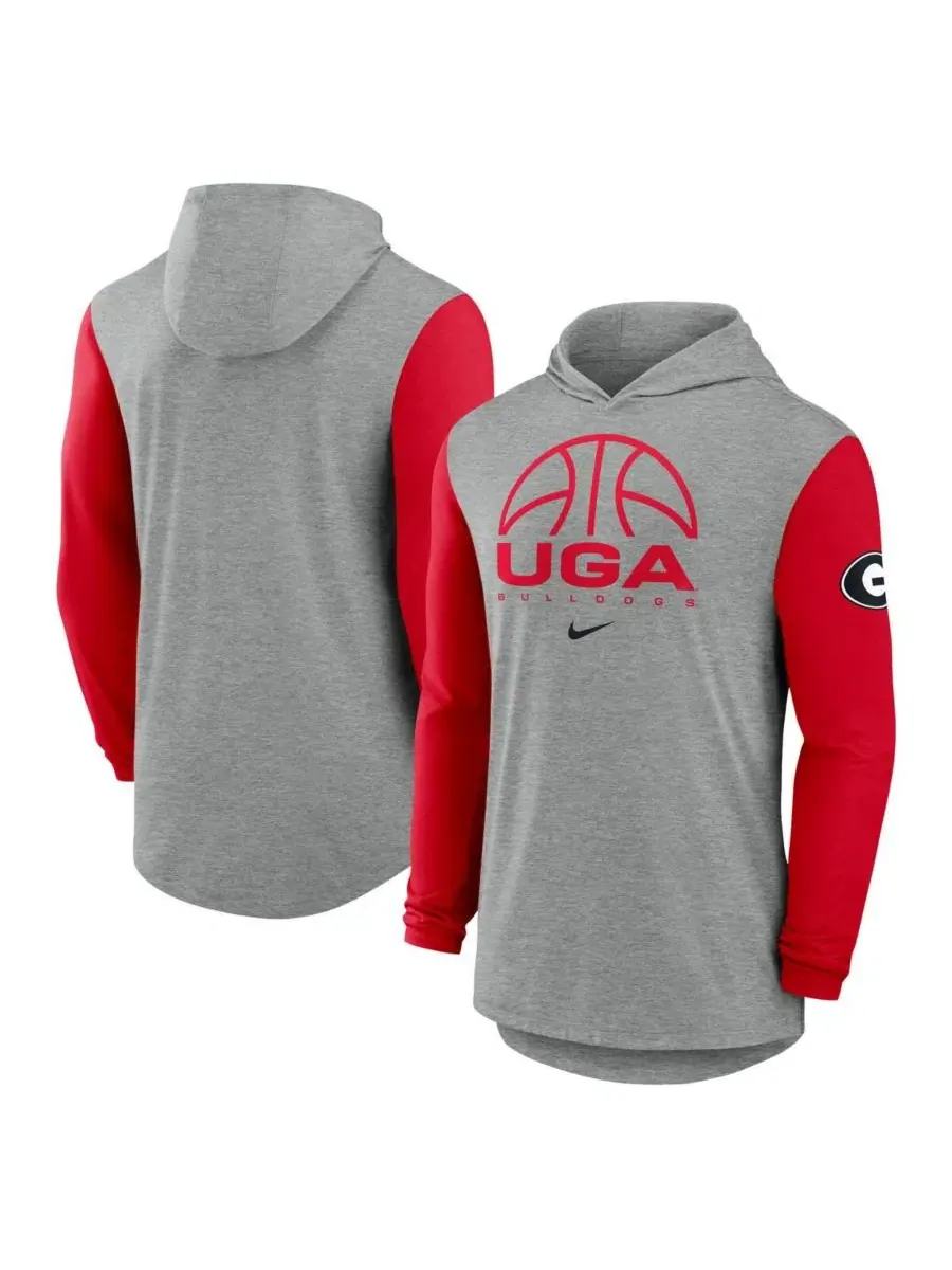 Мужская серо-красная футболка с длинными рукавами Georgia Bulldogs из смесовой ткани Dri-FIT с — изображение 1 из 2