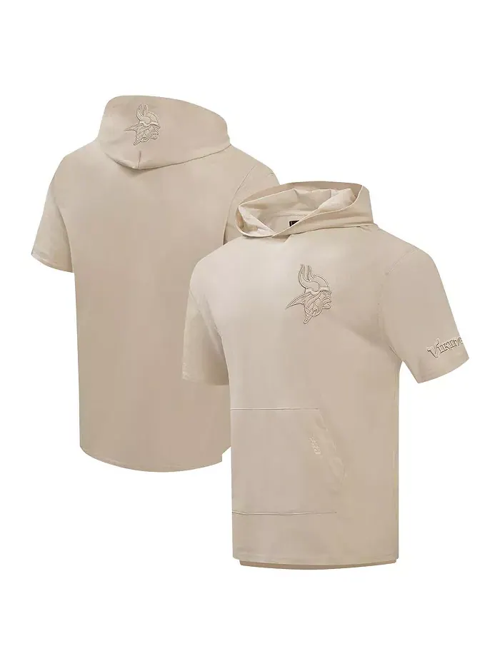 Мужская бежевая толстовка с капюшоном Minnesota Vikings Neutrals Capsule с короткими рукавами Pro — изображение 1 из 5