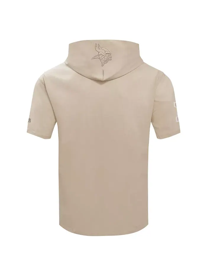 Мужская бежевая толстовка с капюшоном Minnesota Vikings Neutrals Capsule с короткими рукавами Pro — изображение 3 из 5