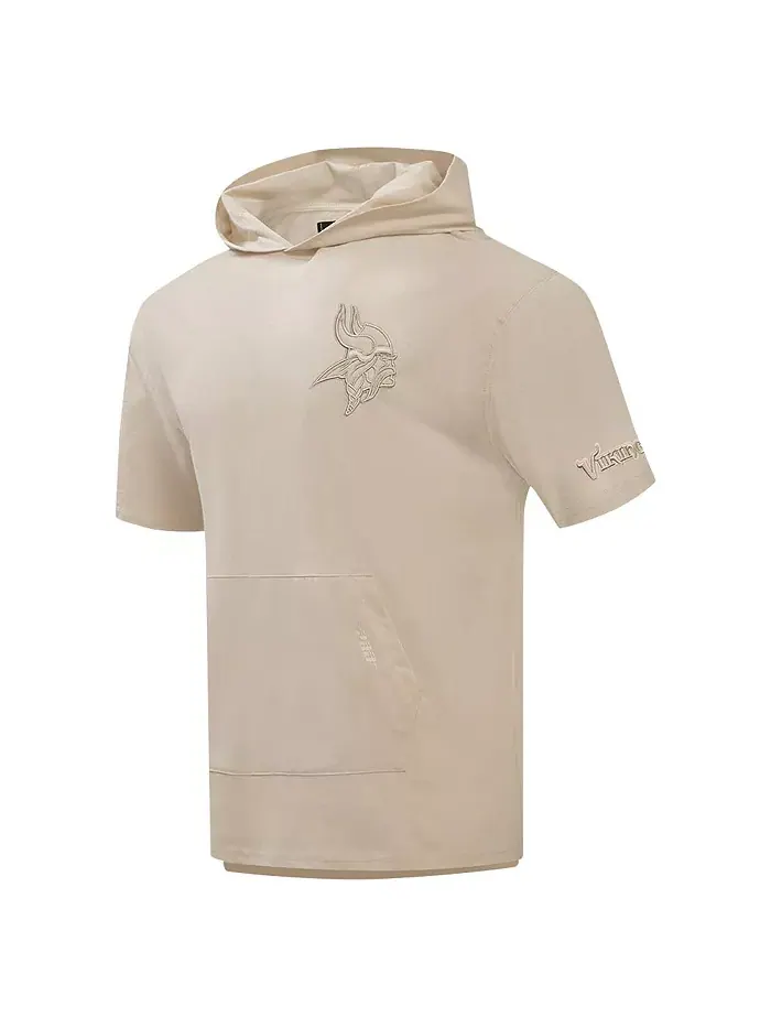 Мужская бежевая толстовка с капюшоном Minnesota Vikings Neutrals Capsule с короткими рукавами Pro — изображение 5 из 5