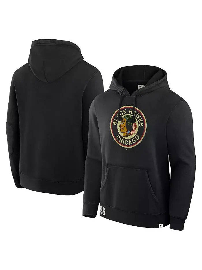 Мужская черная толстовка с капюшоном Chicago Blackhawks Decades Collection Tradition Fleece — изображение 1 из 3