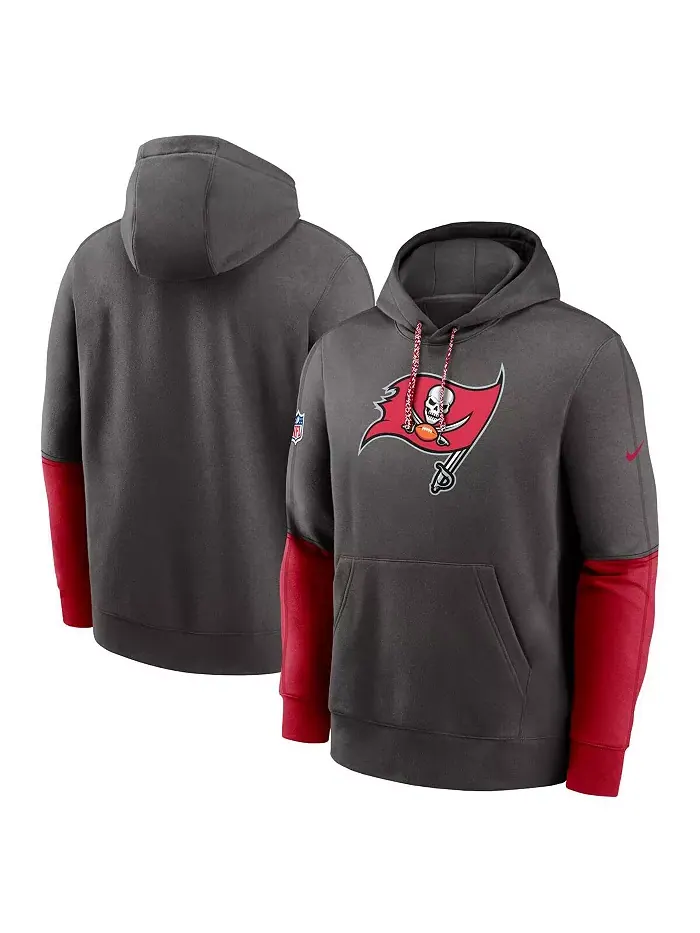 Мужская толстовка с капюшоном Tampa Bay Buccaneers 2024 Sideline Club цвета металлик/красный Nike