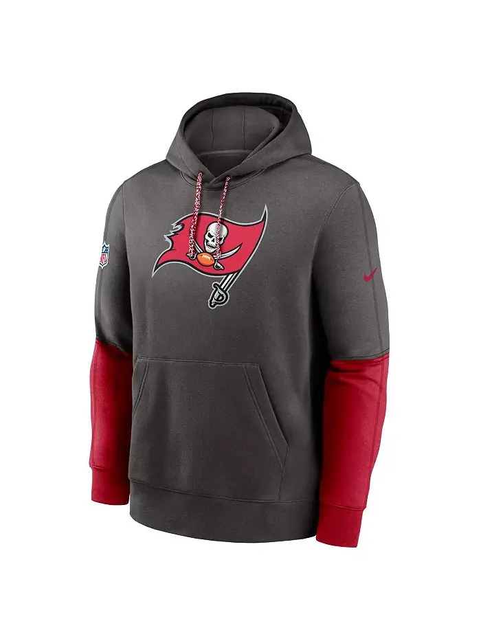 Мужская толстовка с капюшоном Tampa Bay Buccaneers 2024 Sideline Club цвета металлик/красный Nike — изображение 2 из 3