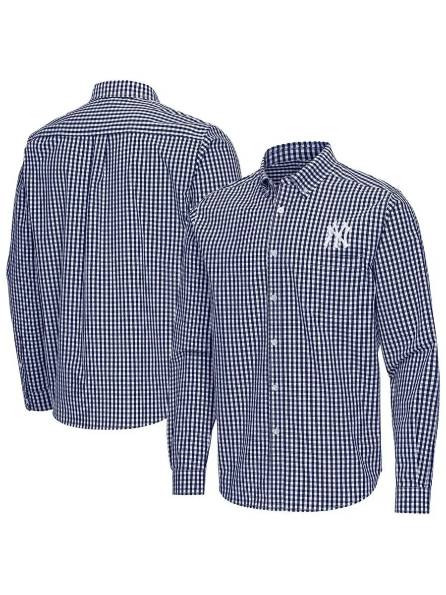 Мужская рубашка с длинным рукавом Ellis Woven Tri-Blend Antigua — изображение 1 из 3, темно-синий белый