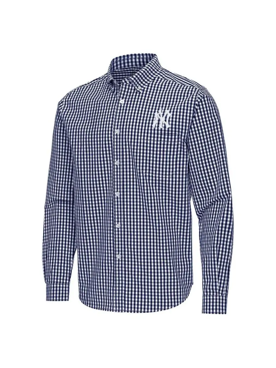 Мужская рубашка с длинным рукавом Ellis Woven Tri-Blend Antigua — изображение 2 из 3, темно-синий белый