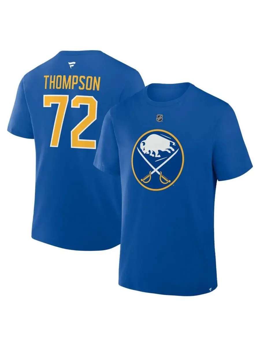 Футболка с длинным рукавом с принтом Tage Thompson Royal Buffalo Sabres Authentic Stack Name & — изображение 1 из 3