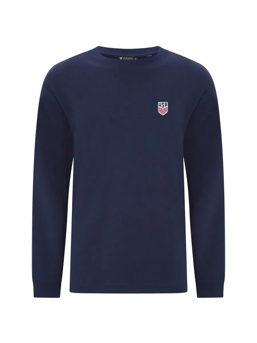 Мужская футболка с длинным рукавом с принтом USMNT Luxe Signature LevelWear — изображение 1 из 1, темно-синий