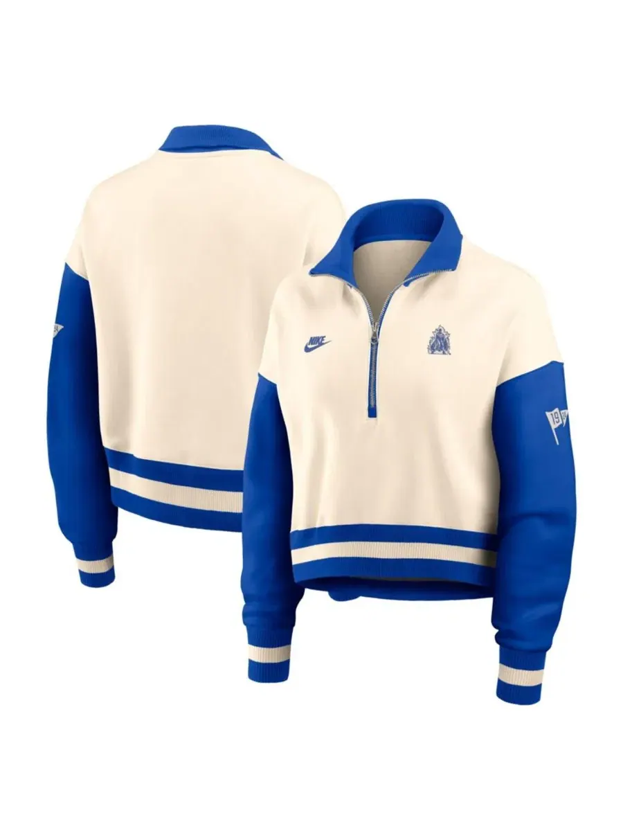 Свитшот женский Nike Duke Legacy с четверть-молнией, оверсайз, с принтом Nike, Natural Royal — изображение 1 из 3