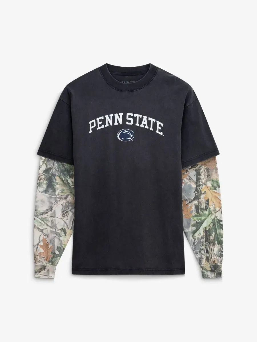Футболка с длинным рукавом с принтом Penn State Nittany Lions Back Bay Twofer Heavyweight Uscape — изображение 1 из 2, черный