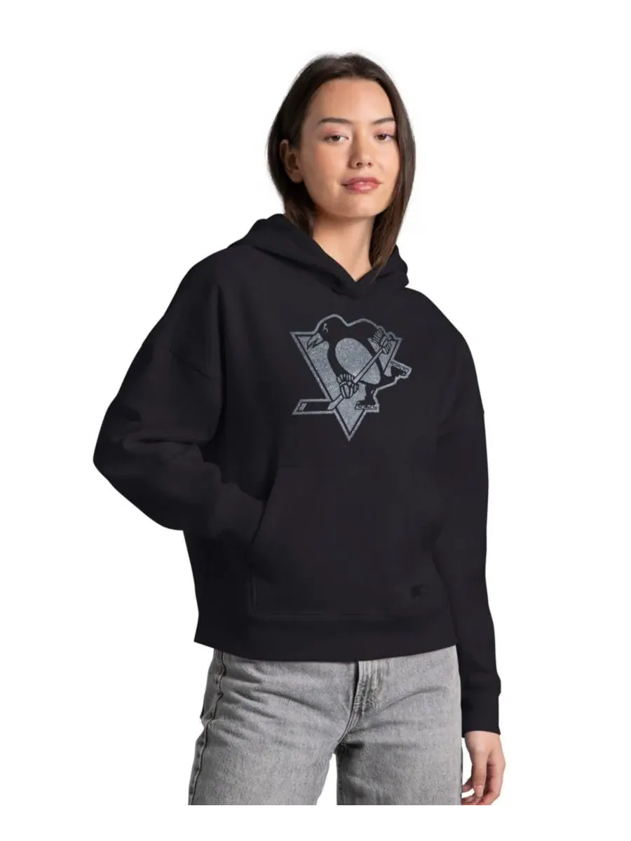 Худи свободного кроя с вышивкой логотипа Pittsburgh Penguins Rhione Relaxed Starter — изображение 1 из 2, черный