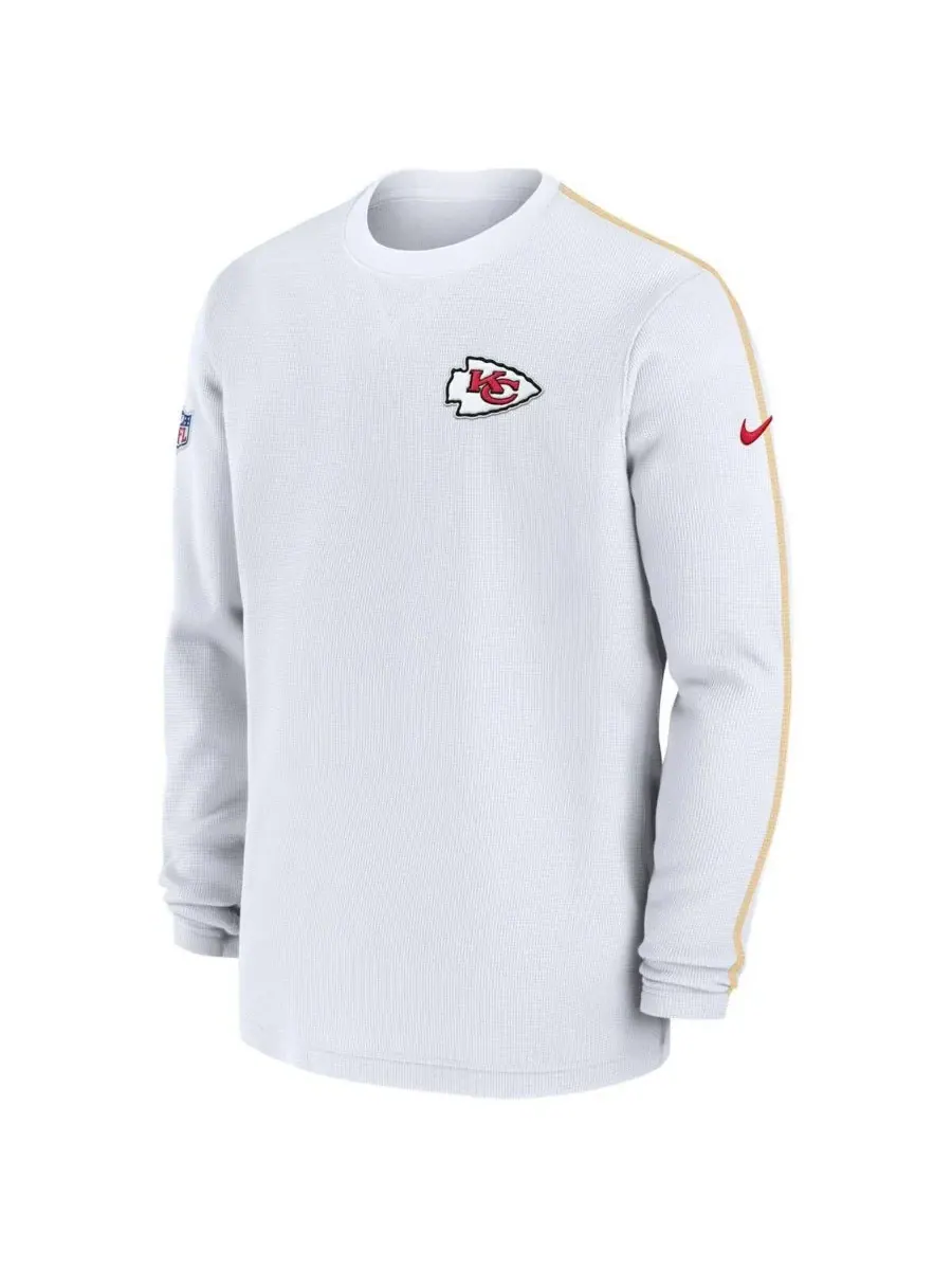 Nike Мужская белая футболка с длинным рукавом Kansas City Chiefs 2024 Sideline Coaches — изображение 3 из 3, белый
