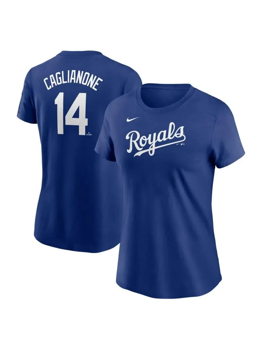 Женская футболка Jac Caglianone Royal Kansas City Royals с фьюзом и номером игрока Nike — изображение 1 из 3, королевский