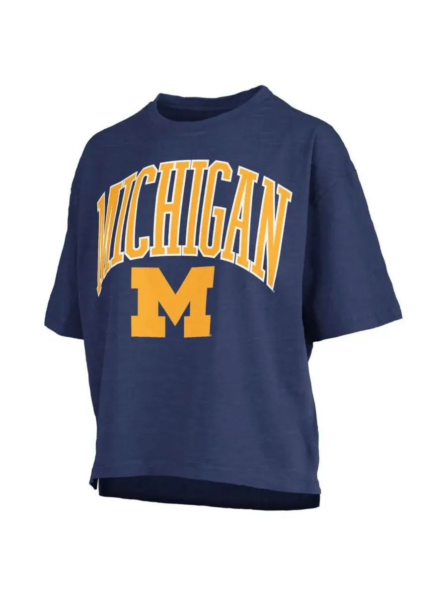 Pressbox Женская темно-синяя футболка Michigan Wolverines Nelson Arch Over Logo Waist Length — изображение 2 из 3