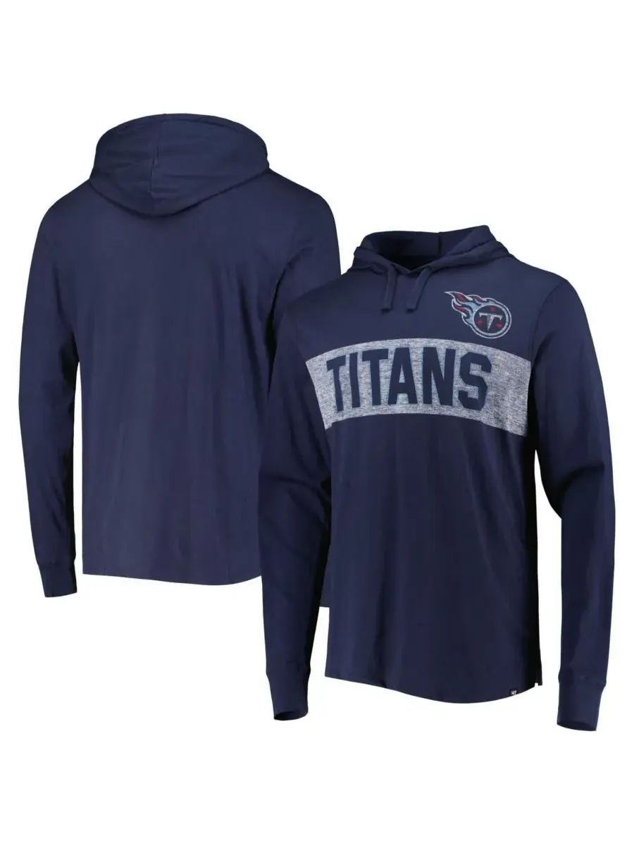 '47 Brand Мужская темно-синяя футболка с длинными рукавами и капюшоном Tennessee Titans Field — изображение 1 из 3