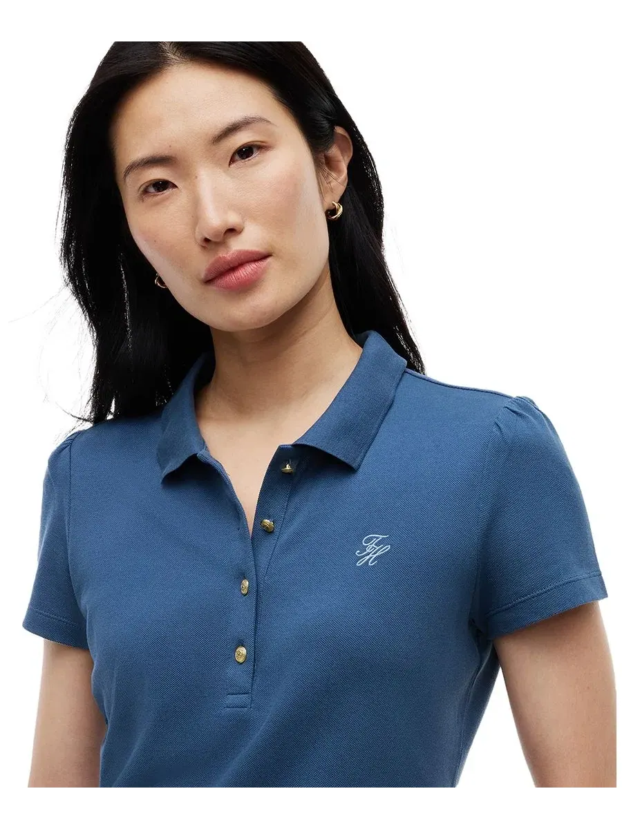 Женское поло с коротким рукавом Tommy Hilfiger, Aegean Sea — изображение 3 из 4