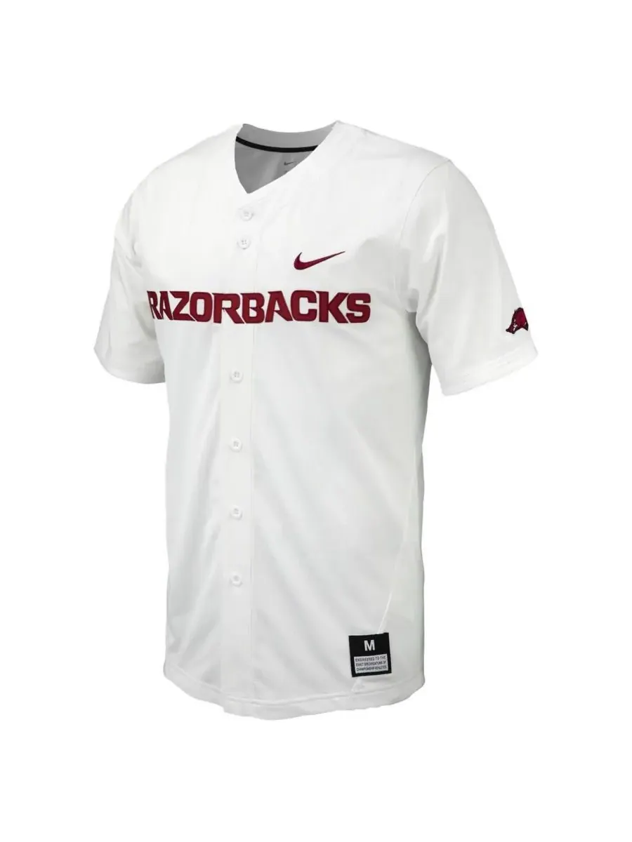 Мужская бейсбольная майка Arkansas Razorbacks с полной застежкой на пуговицы Nike — изображение 5 из 5, серый