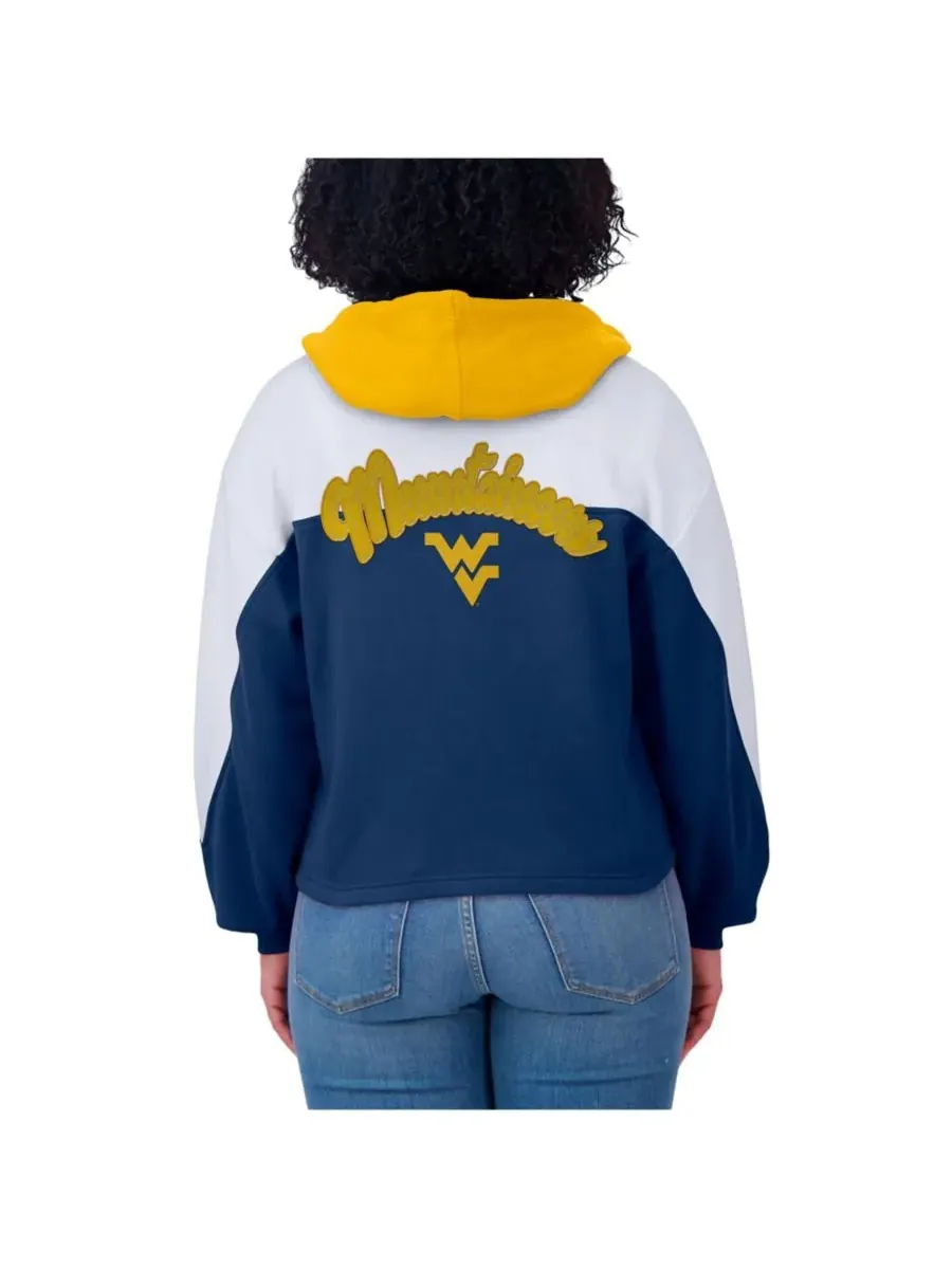 WEAR by Erin Andrews Женская темно-синяя толстовка на молнии с цветными блоками West Virginia — изображение 1 из 4