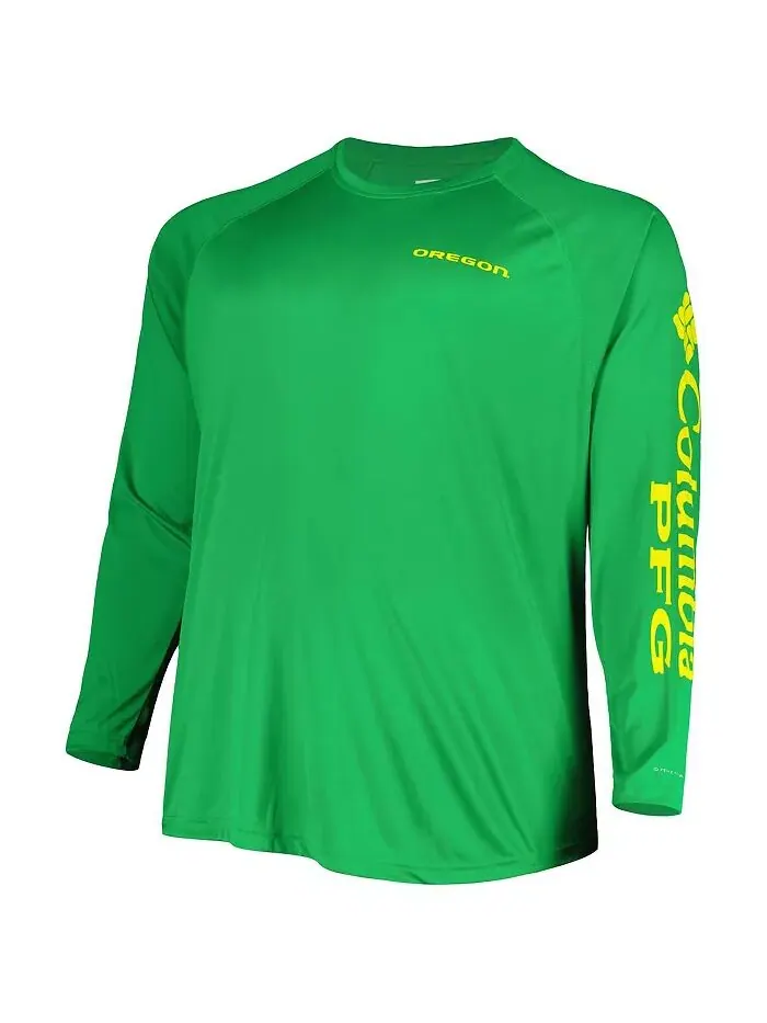 Мужская зеленая футболка Oregon Ducks Big and Tall Terminal Tackle Team Raglan Omni-Shade с длинным — изображение 2 из 2