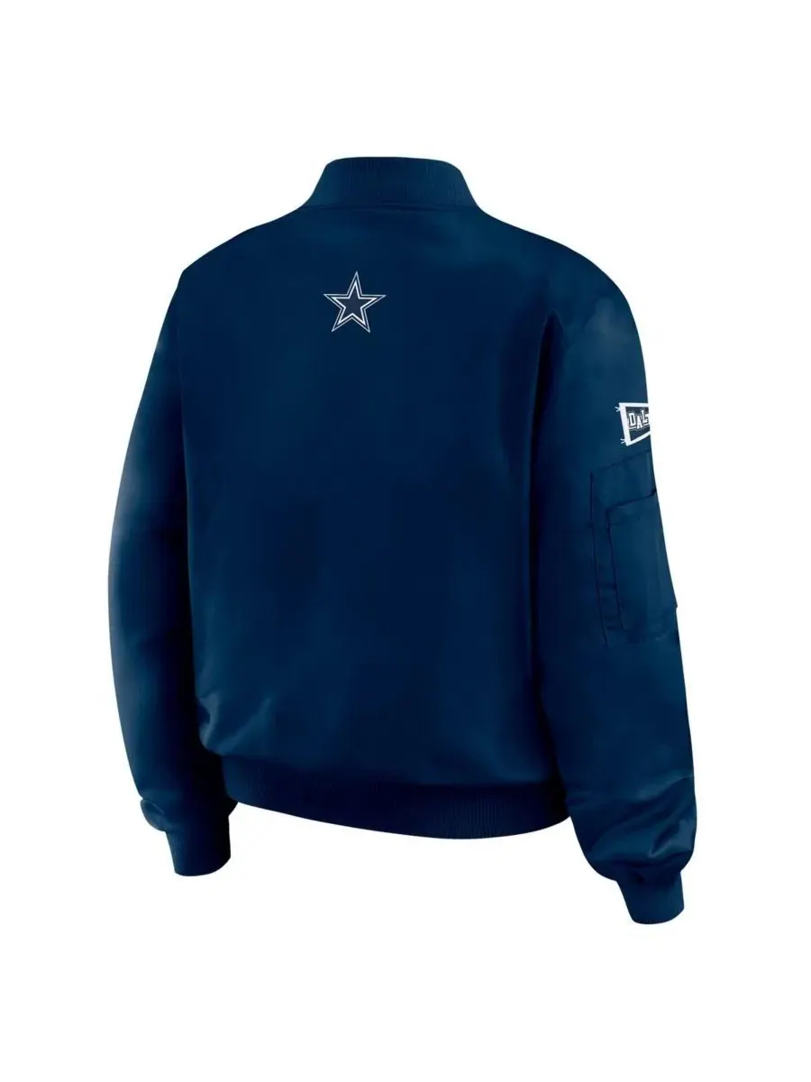 Женская темно-синяя куртка-бомбер на молнии с нашивкой Dallas Cowboys Wear By Erin Andrews — изображение 2 из 3, темно-синий